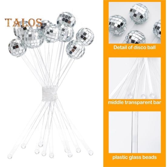 12 Pcs Disco Ball Drink Stirrers Plastic Swizzle Sticks for Coffee Cocktails Mirror Ball Cocktail Stir Sticks Home Bar Use