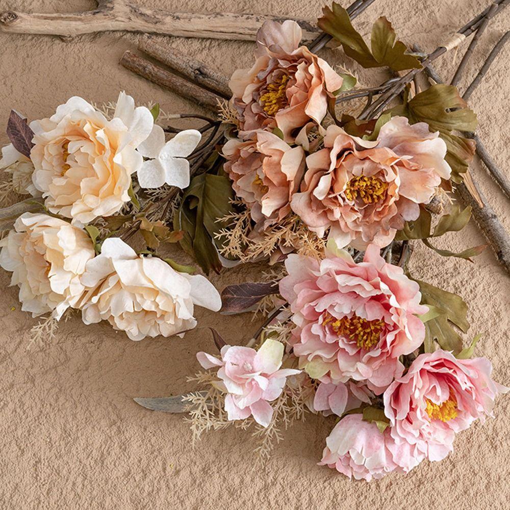 Роскошные шелковые ветки пионов Элегантная имитация пионов Букет искусственных пионов Сувениры для вечеринки