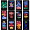 Modern Neon Effect Playroom Poster Gaming Gamer Prints Canvas Painting Wall Art Picture for Kids Boys Game Room Decor Gift