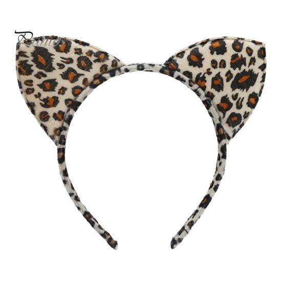 Обруч для волос с леопардовым узором, декор для ушей, повязка на голову для рождественской вечеринки, повязка на голову с изображением животных, тканевый головной убор