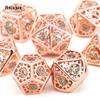 7 Pcs Red Green Gear Wheel Metal Dice Hollow Metal Polyhedral Dice Set Suitable for Role-Playing RPG  Board Game Card Game