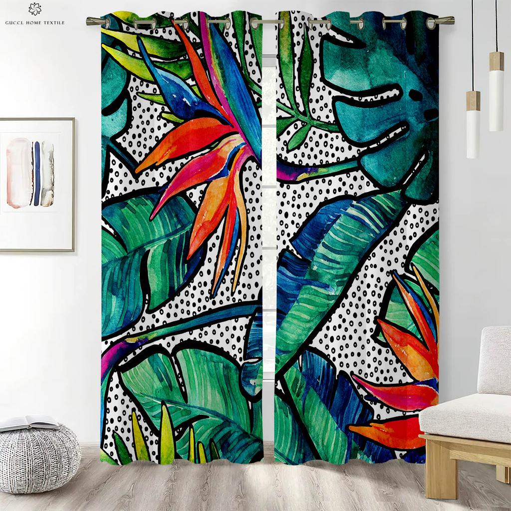 Тропическая растительность Зеленые растения Соответствие цветов Шторы с принтом в скандинавском стиле Спальня Гостиная Кабинет Декоративные шторы