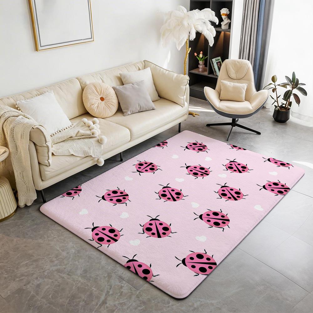 Animal L Ladybug Floor Mat Eco Flannel Doormat Non Slip Odorless Indoor Floor Rug Soft Short Plush Home Mat