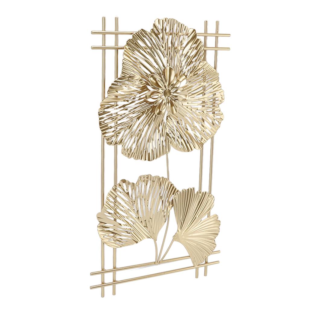 Golden Metal Ginkgo Leaf Decoration Modern Minimalist 3D Wall Sculpture for Bedroom Living Room