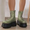 Готические принтованные мотоциклетные ботинки на толстой платформе, осенне-зимняя обувь в стиле панк, модные ботильоны на шнуровке, большой размер