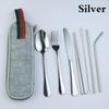 Reusable Straw Spoon Fork Chopsticks New Dinnerware Set Travel Camping Cutlery Set Portable Case Multicolor