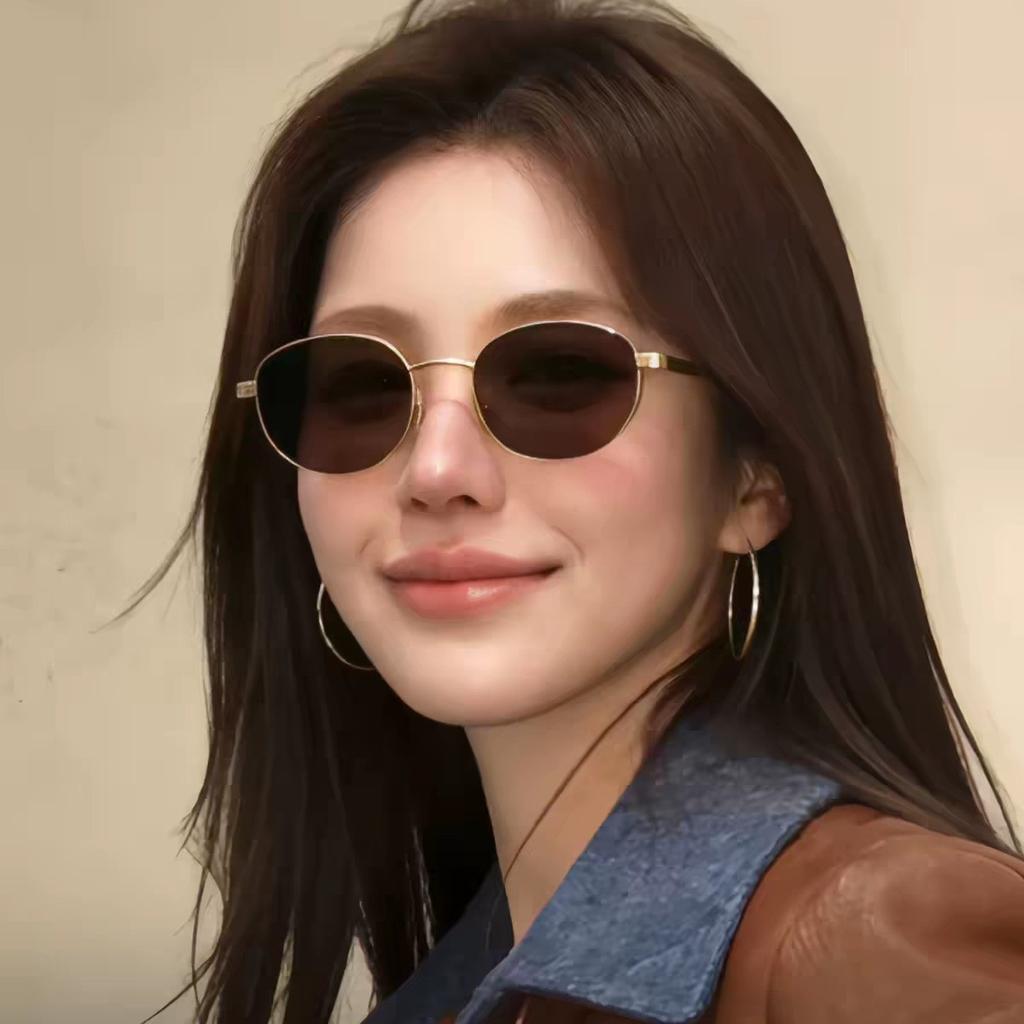 French oval sunglasses women's high-end wear street sunglasses men's old money style retro UV-proof sunglasses