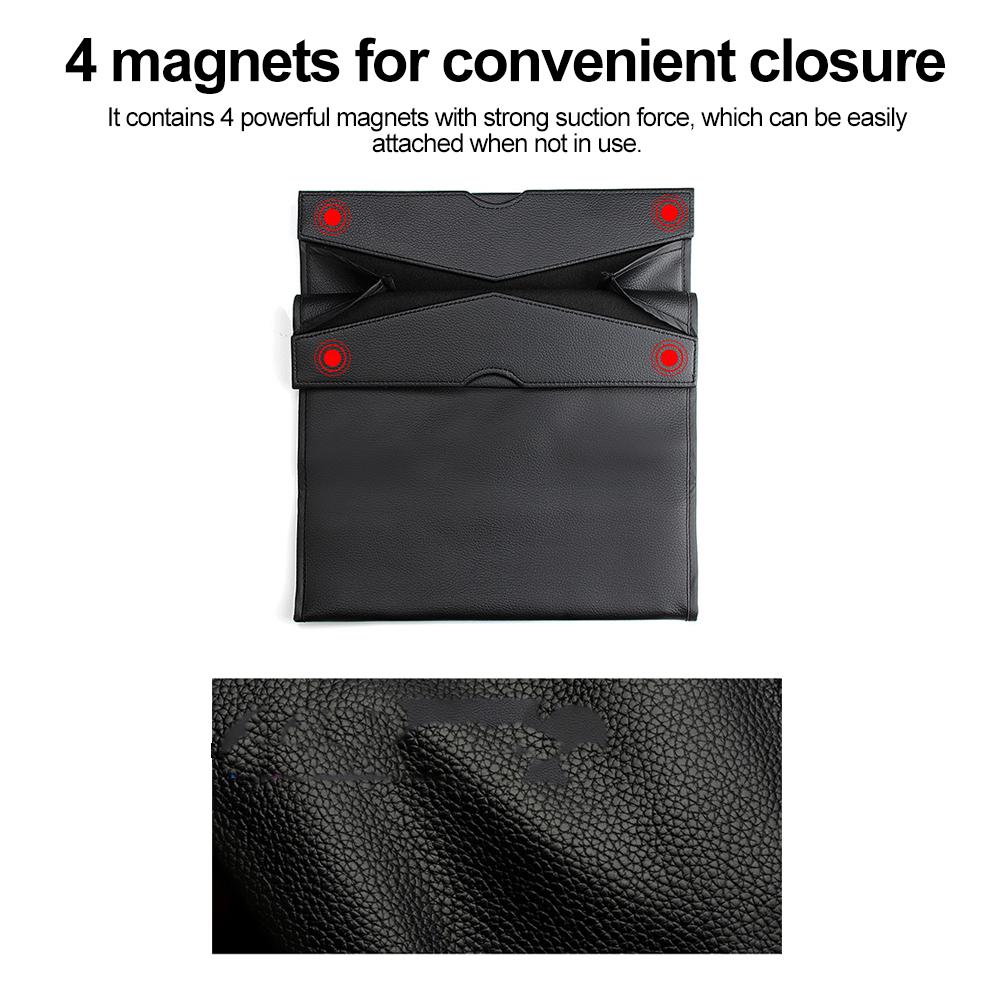 Fashionable Magnetic Hanging Car Garbage Bag PU Leather Waterproof Trash Can Back Seat Storage Pocket Interior Accessories