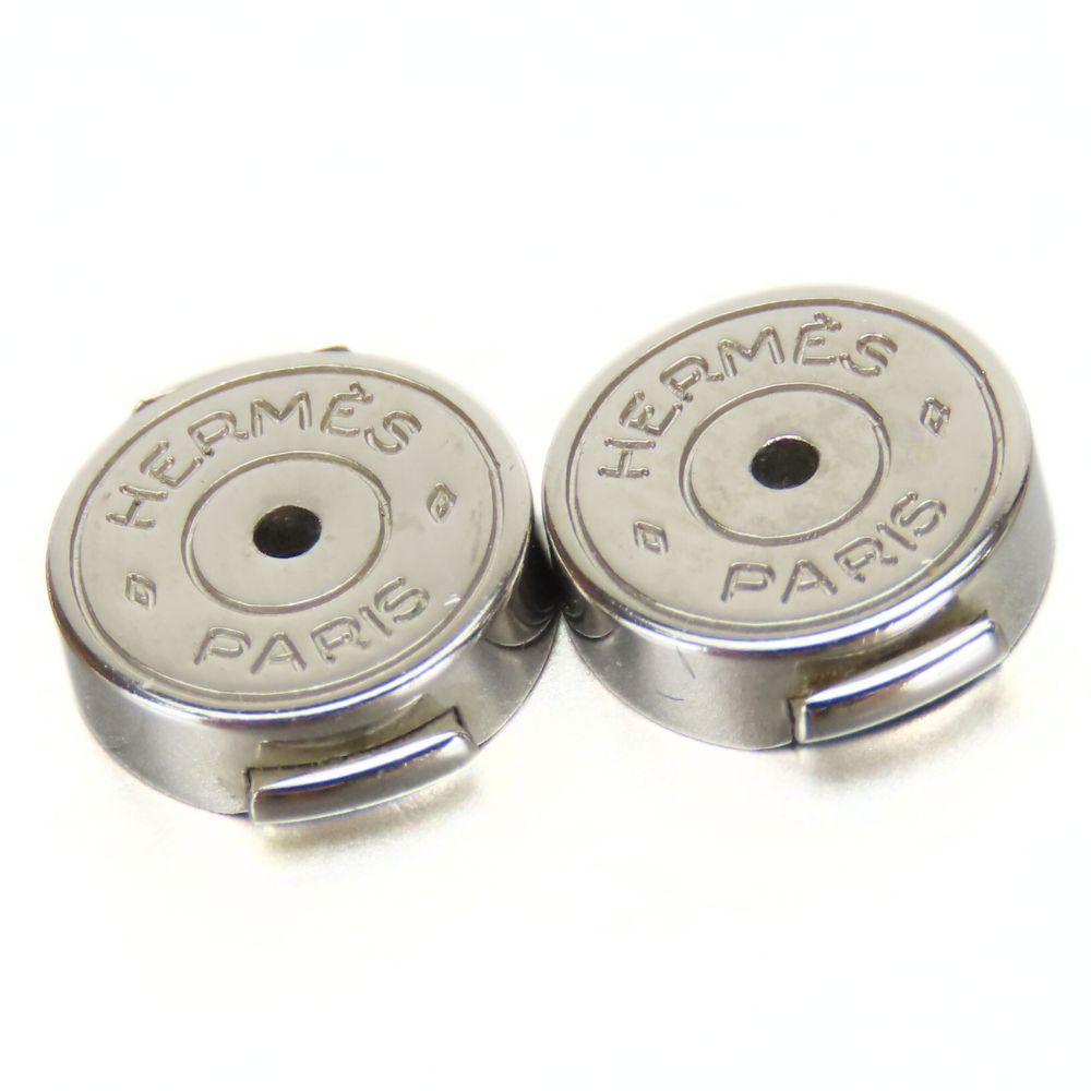 Used HERMES Pierce Cage de ash H cube metal 5.9g black Silver plating