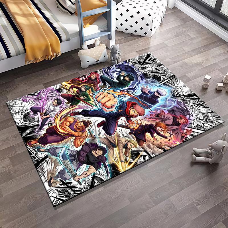 Anime-Style Carpet with Energetic Characters and Action Design Suitable for use as an anti-slip for living room bedroom sofas