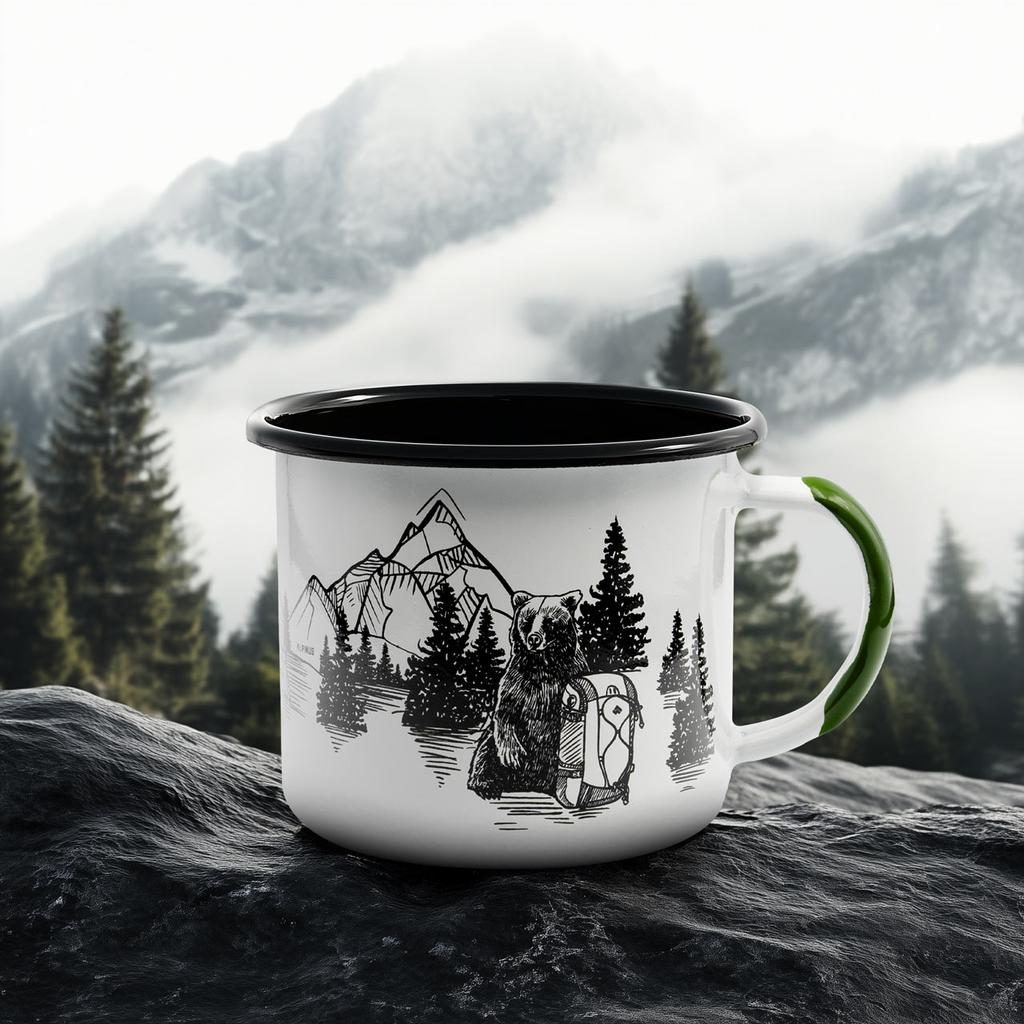 Alpinus Enamel Mug White Bear 0.35L Hk11971