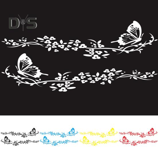Для ATV водостойкие 2 шт. декоративные наклейки с забавным узором, хороший визуальный эффект, бабочка, цветок, кузов автомобиля, дека