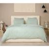Housse De Couette + Taies - 240 X 260 Cm - Gaze De Coton Lavé - Douceur Vert Givré - Oeko-Tex®