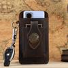 Men's Genuine Leather Tactical Mobile Phone Waist Bag - Crazy Horse Sports Style