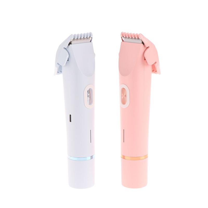Женские электрические бритвы 2 в 1 с двумя головками, безболезненный триммер для бикини, влажный и сухой, для женщин, лобковые волосы, съемная головка, электробритва