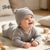 Baby Windproof Headgear for Autumn Knitted Hat, Cute Bear Ear Winter Warm Stretchy Soft Elastic Knit Hat Babies Cozy Skull Cap Newborn Infant Toddler