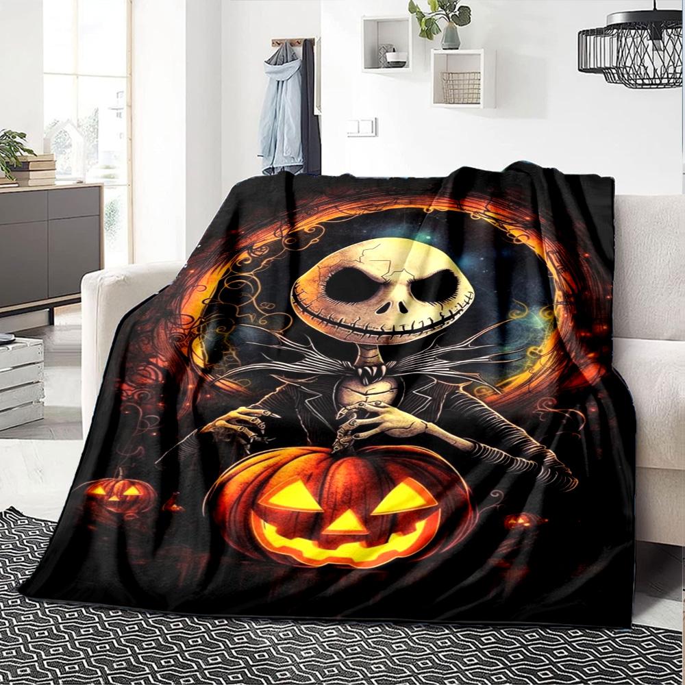 Nightmare Before Christmas Jack Flannel Blanket Super Soft Warm Cozy Blanket For Sofa Bed Office Travel Allseason Home Decor Gift