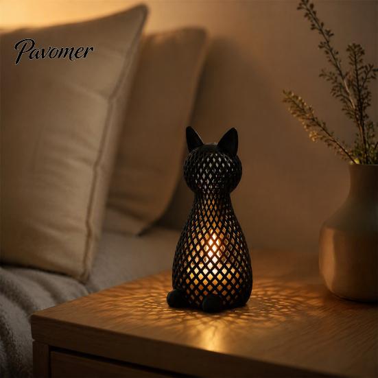 Современная animal light полая сетчатая кошка настольная лампа, 3D-печатный котенок ночник, детская прикроватная настольная лампа для спальни гостиной домашний декор