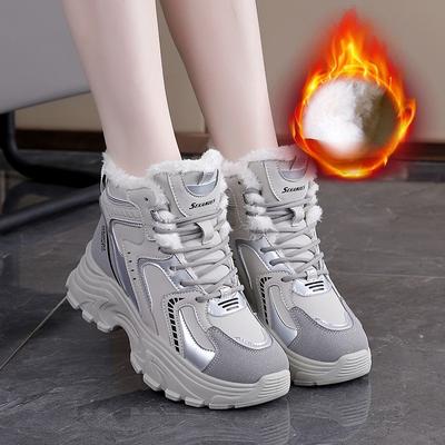 Зимние Снежные Ботинки Повседневные Кроссовки на Платформе Женские Хлопковые Ботинки