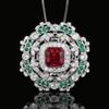 Autumn And Winter Jewelry Simulation Red Corundum Flower Shape Design Pendant Necklace Main Stone 8 * 8