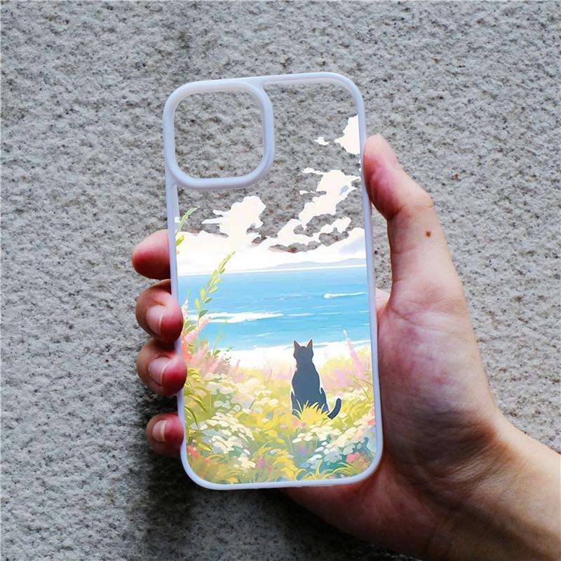 Роскошный Чехол с Милым Котом для iPhone 13 11 12 14 15 Pro Max 7 8 Plus XR XS Max Женский Милый Прозрачный Задний Чехол Аксессуары для Телефона