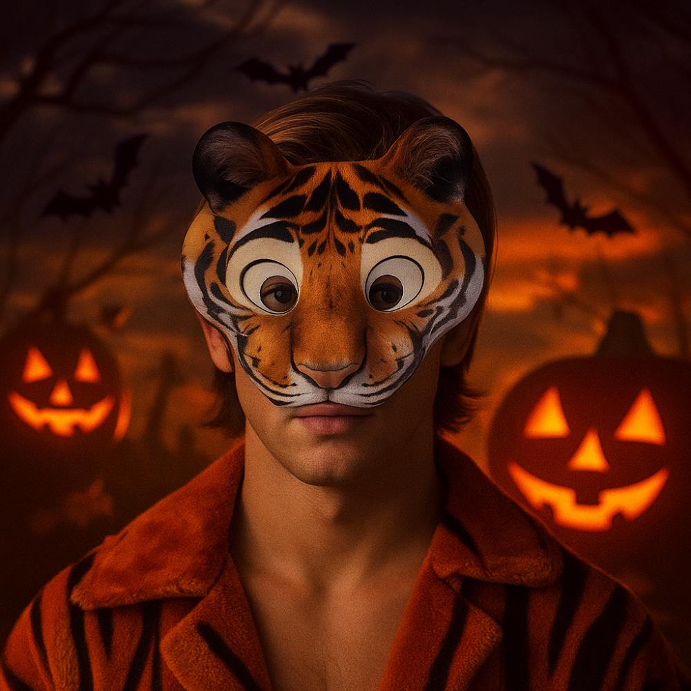 EVA Animal Mask Leopard Tiger Plush Mask Cute Halloween Mask  Costume Props