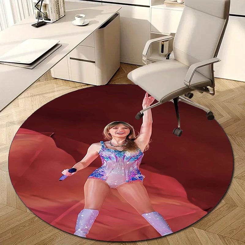 1pc Taylor Swift1 Design Printed Area Round Carpet for Bedroom Living Room Home Decor Rugs Mat Non Slip Mat Rug for Bedside