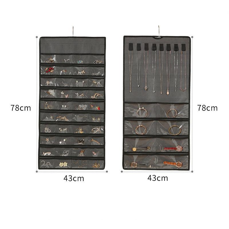 48 карманов подвесной женский органайзер для ювелирных изделий с вешалкой металлические крючки серьги ожерелье браслет кольца аксессуары дисплей держатель