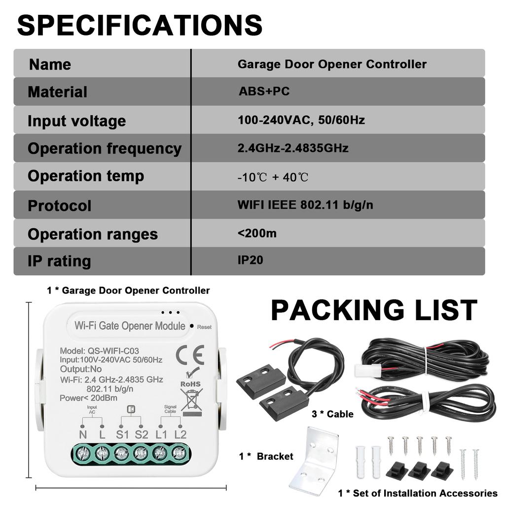 Tuya WiFi устройство открывания ворот интеллектуальный контроллер открывания гаражных ворот мобильный телефон удаленное управление через приложение