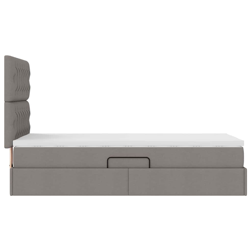Storage Bed with Mattress Taupe 90 x 200 cm Polyester