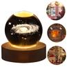 Crystal Ball Night Light Crystal Ball Lamp 3D Engraved Milky Way System Crystal Ball with Wooden Base USB Charging Gift for Kids
