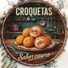 1 шт. Винтажная жестяная табличка Croquetas 8x8 дюймов Круглая металлическая табличка Испанская кухня Настенное искусство Декор для кухни и бара