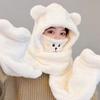 Warm Bear Ear Beanies Cap Solid Color Ski Hat Sweet Scarf Gloves Set  Women