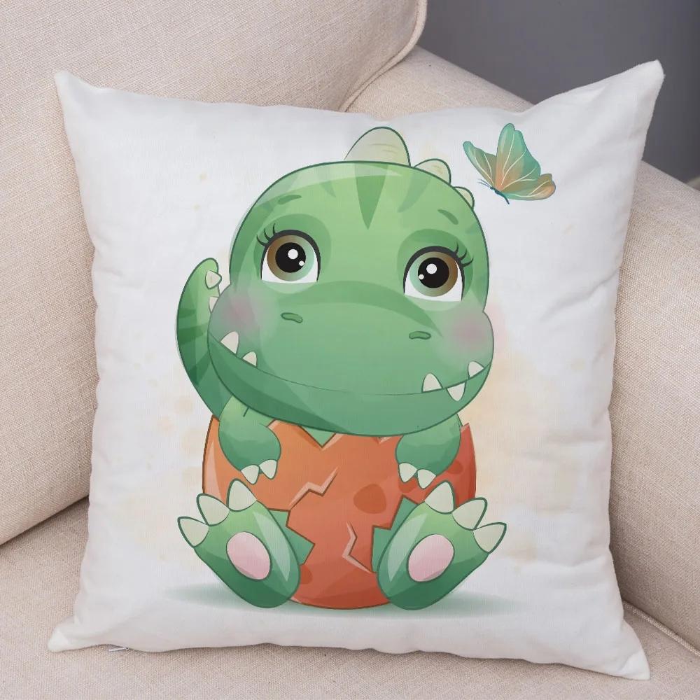 Чехол для подушки с изображением динозавра юрского периода, украшение, симпатичное животное, мягкая наволочка для детской комнаты, дивана, дома, автомобиля