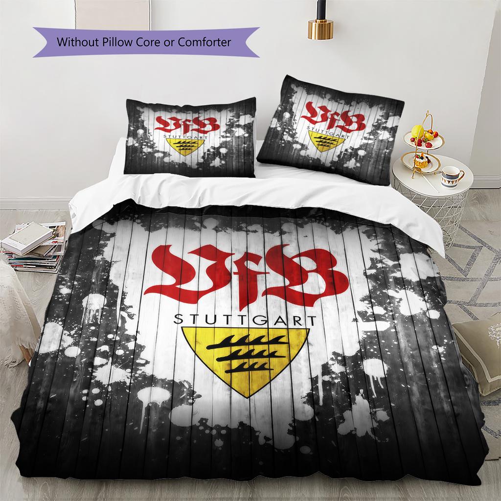 VfB Stuttgart Pattern Bedding Quilt Set Home Decoration Gift (1 * duvet cover + 2 * pillowcase without core)