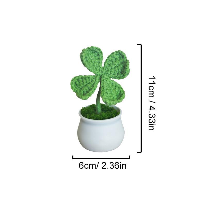 1 шт. вязаное растение в горшке в стиле Ins Garden Finished Clover Four Leaf ручная работа имитация цветка украшение стола украшение для дома