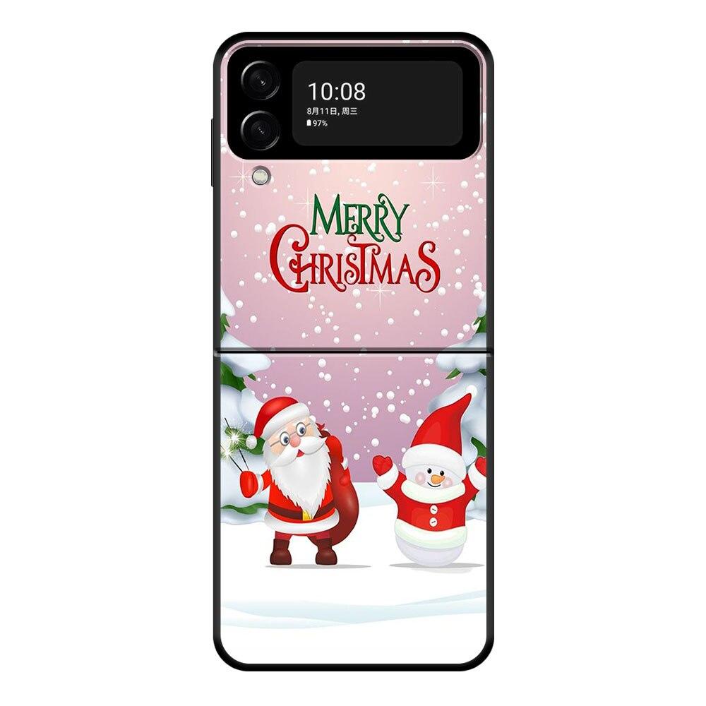Милый Рождественский чехол для телефона с Сантой для Samsung Galaxy Z Flip Z Flip3 5G Z Flip4 Жесткий ПК Матовый чехол