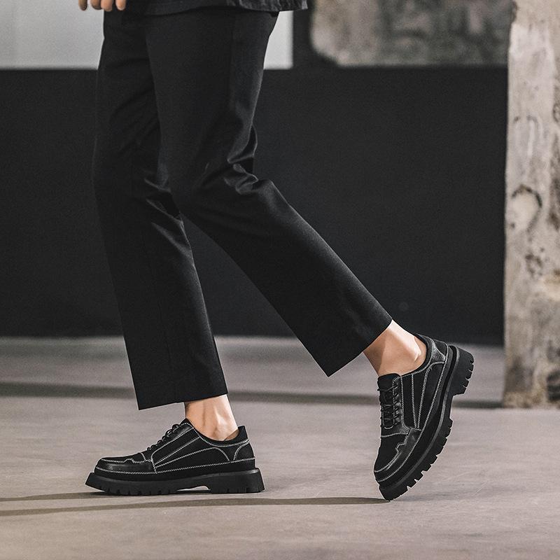 Новые кожаные мужские туфли в корейском стиле, модные, универсальные, красивые, на шнуровке, повседневные, подростковые, британские, черные, маленькие кожаные туфли