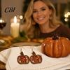 Hypoallergenic Earrings for Sensitive Ears 1 Pair Fall Thanksgiving Pumpkin Women, Wooden Festive Shaped Dangle Drop Earrings, Autumn Halloween