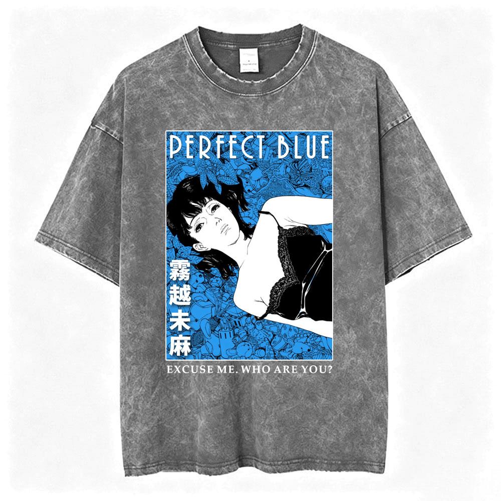 Anime Perfect Blue Mima Kirigoe Vintage Washed TShirt Men Women Clothing Fashion Aesthetic Short Sleeve Oversized T Shirts Tops