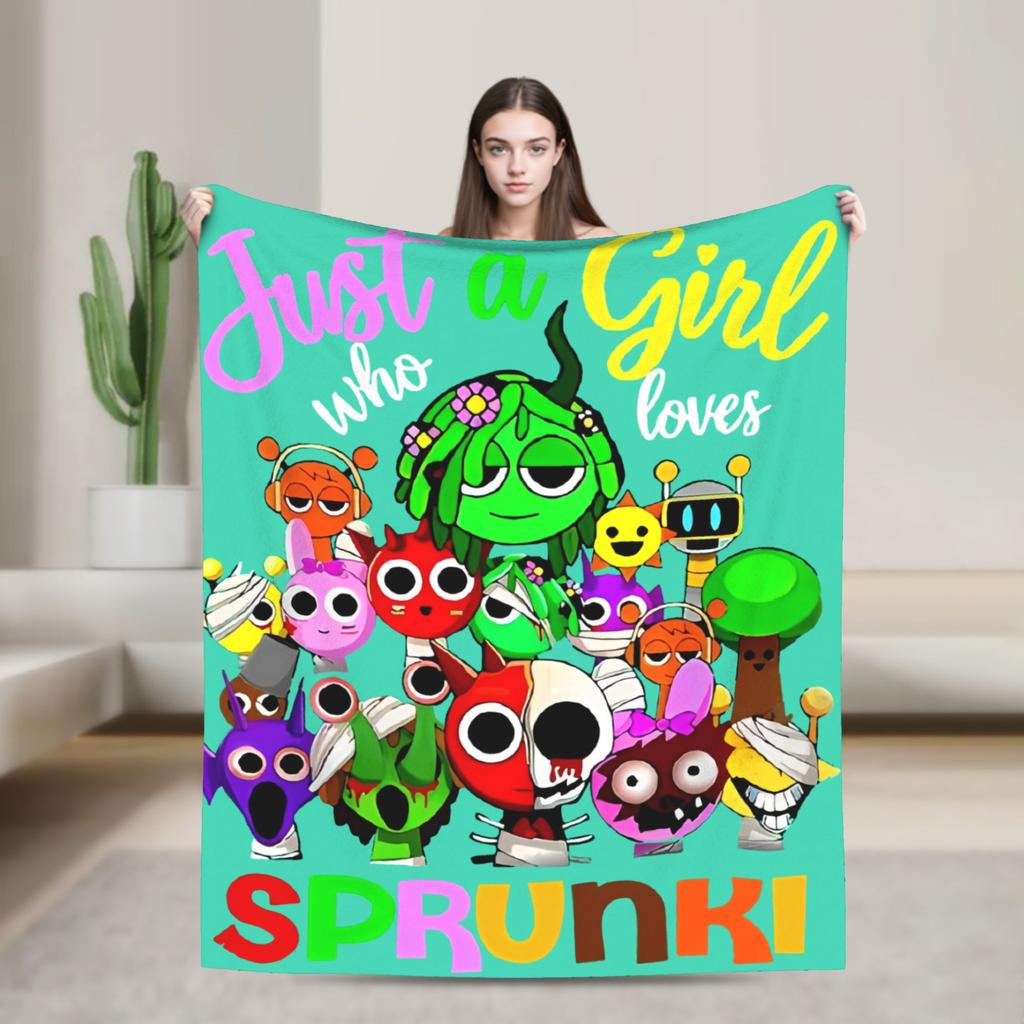 Игровое одеяло Sprunki из фланели Новое плед-покрывало для дома, отеля, дивана 125*100 см Плюшевое тонкое одеяло