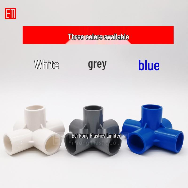 PVC 3D 5-Way Scaffolding Corner Connector, 20-50mm (1/2", 3/4", 1") Plastic Water Supply Fittings