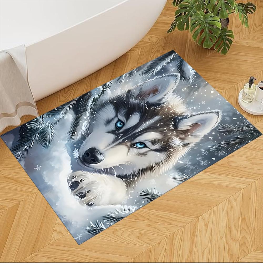 Arctic Wolf Family Portrait Non-Slip Home Carpet Design for Office Decor Living Room Bedroom Gift