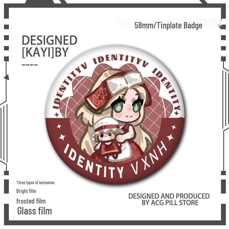 Identity V Q Version Fanmade Badges: Antique Dealer, Fisherman, Emblems, Embalmer, Prisoner, Perfumer, Laser Grains.