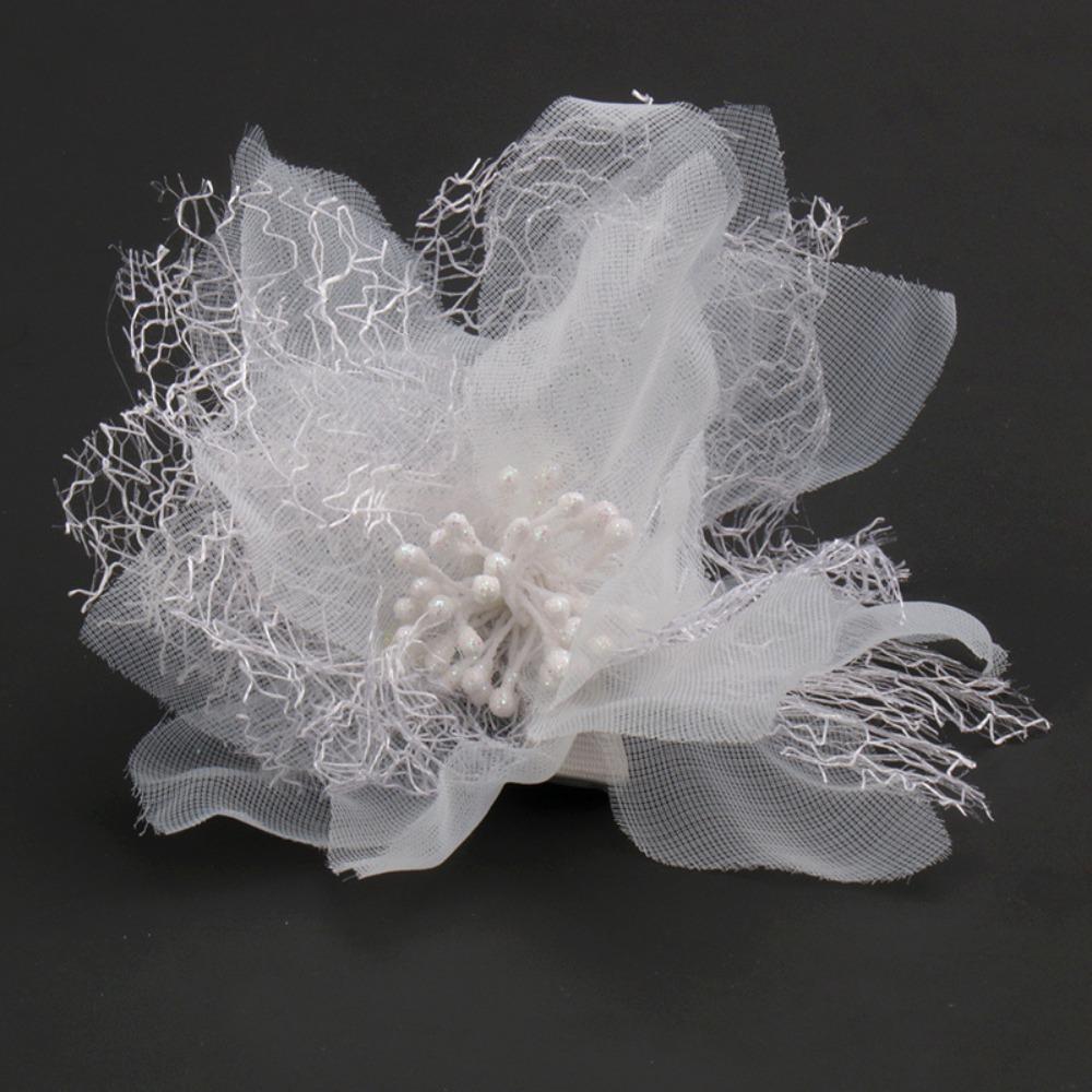 Многослойные заколки для волос с цветами по бокам, белые тканевые, шпилька, аксессуары для волос, цветочные головные уборы, невеста