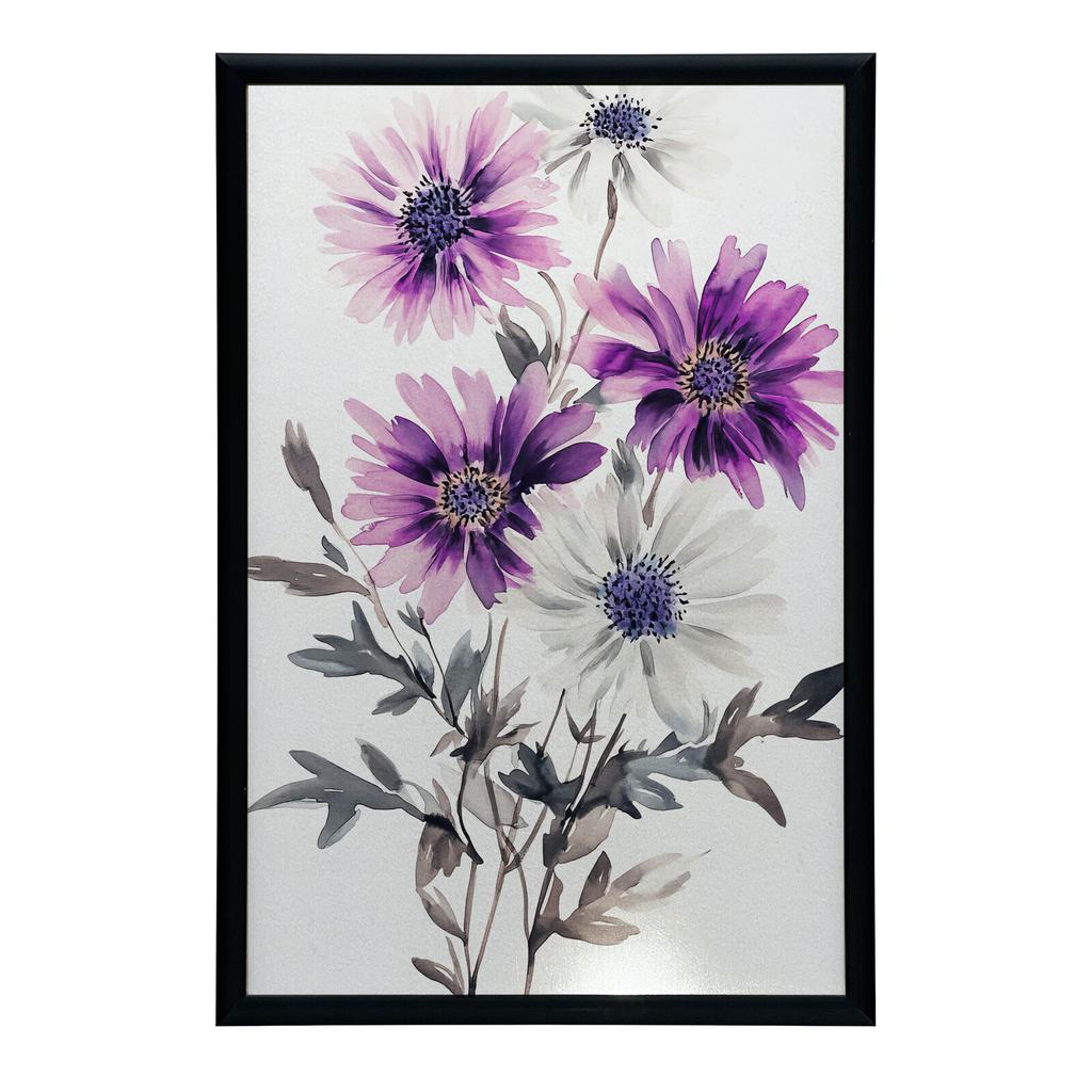 Kwiatowa Kompozycja W Akwareli Kwiatowa Kompozycja W Akwareli, 50X70 Cm, Rama Drewniana Jasny Dąb, Papier Matowy 230 Gsm