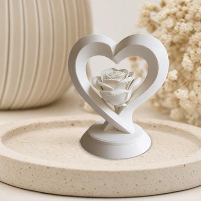 Фигурка Розовое Сердце, 3D-печатная скульптура Сердце, Романтический Декоративный Орнамент для Стола, Полки, Центральный Элемент