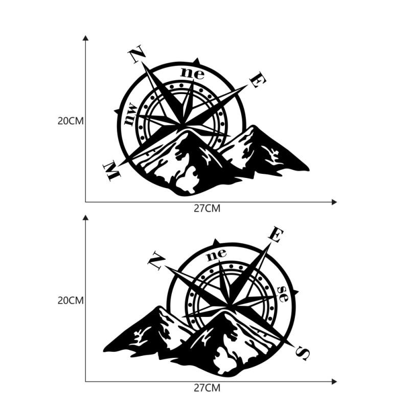 2 шт. Виниловая Автонаклейка Роза Навигация Наклейка на Авто Внедорожный Компас Тотем Горный Компас Капот Автомобиля