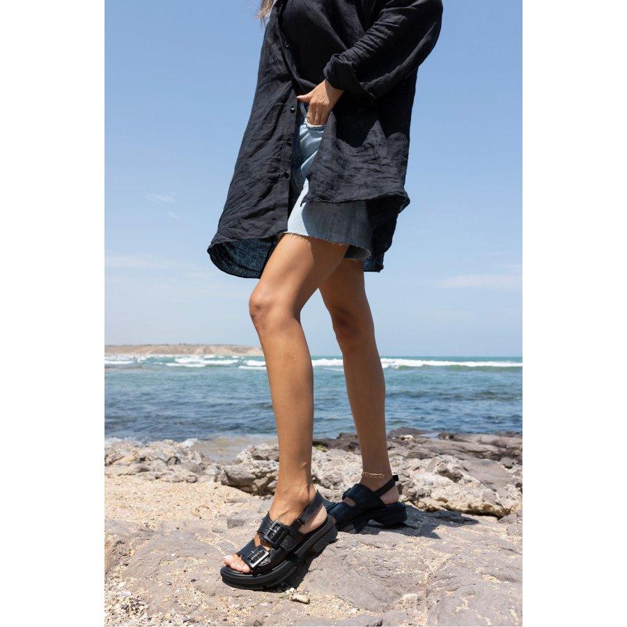 Женские сандалии из натуральной кожи на толстой подошве