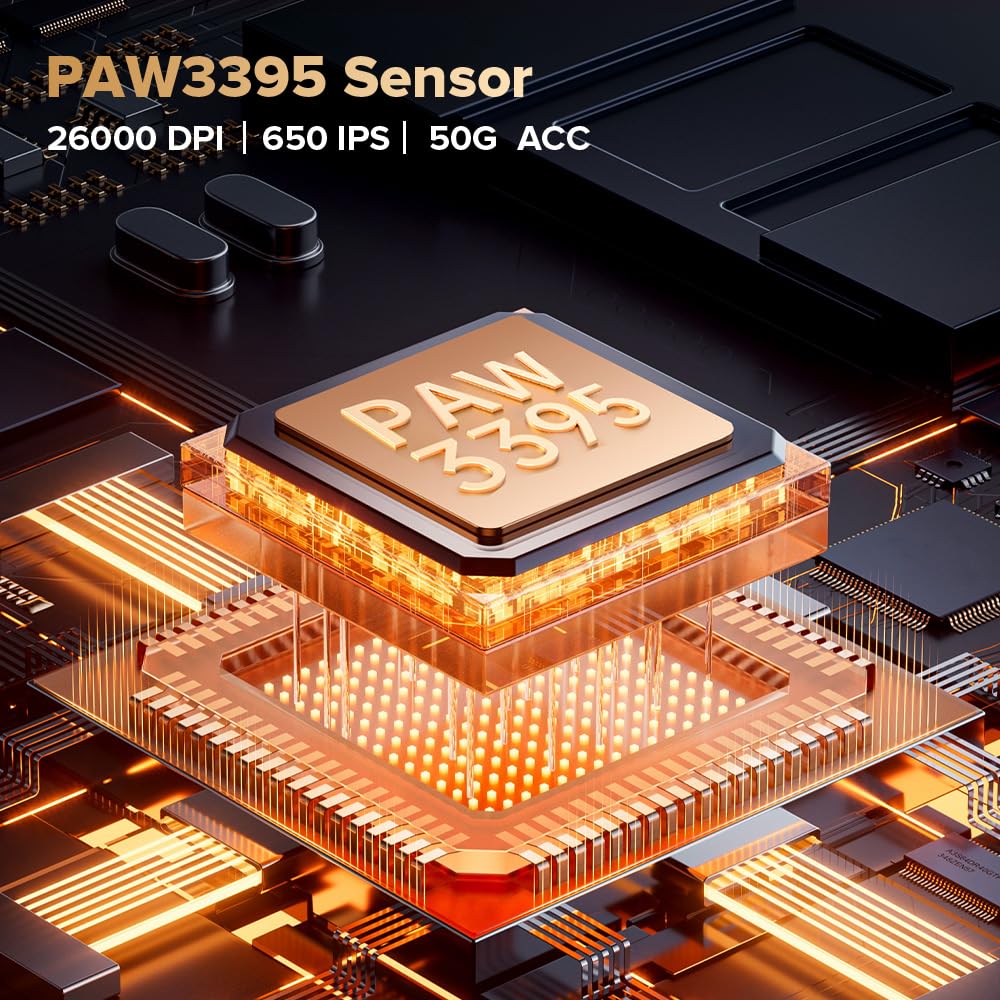 Delux M700PRO Wireless Gaming Lightweight PAW3395 Sensor 26000 80 Million 90 Hours of 1000Hz Polling Rate Mouse, 59g, DPI, Clicks, Life, Dual-Mode